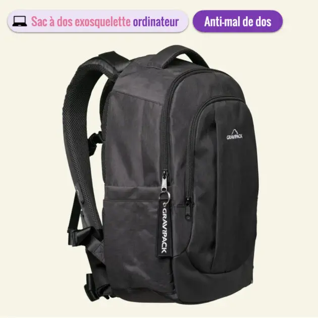 Sac à dos exosquelette télétravail pro Bizzy Gravipack anti-mal de dos