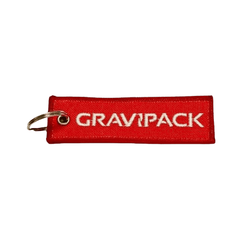 Porte-clés en tissu brodé Gravipack – Motif flamme