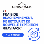 Règlement des frais de retour, de réacheminement et de nouvelle expédition de votre colis Gravipack d’un poids compris entre 1 et 3 kg.