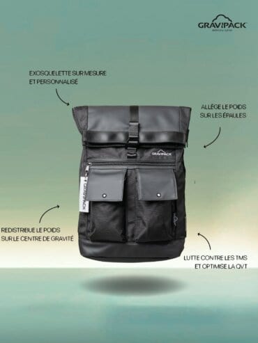 Sac à dos de randonnée ergonomique GRAVIPACK vu de face avec exosquelette intégré