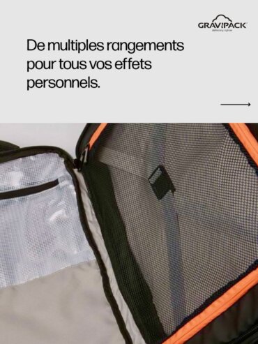 Compartiments et rangements d’un sac à dos pour outils GRAVIPACK pour transport d’outils et interventions professionnelles
