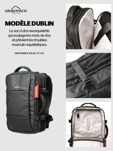 Sac à dos pour outils GRAVIPACK vu de face avec exosquelette intégré