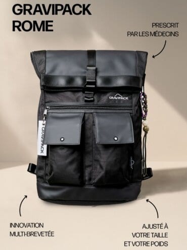 Détail de la structure exosquelette intégrée à un sac à dos urbain GRAVIPACK
