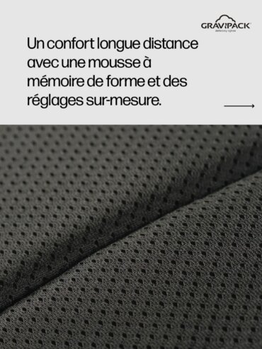 Personne en déplacement portant un sac à dos prévention tms GRAVIPACK