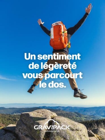 Détail des bretelles à exosquelette du sac à dos répartition du poids GRAVIPACK