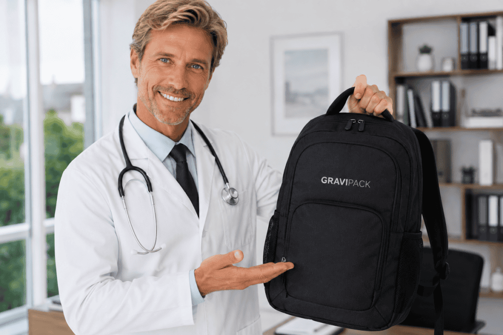 Compartiments et rangements d’un sac à dos business compact GRAVIPACK pour travail quotidien et ordinateur