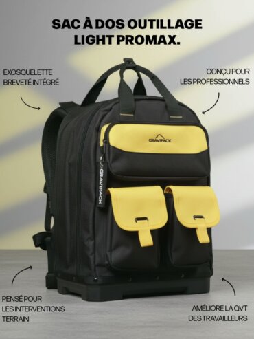 Sac à dos multitechnique adapté aux opérations d’électricité, de plomberie, de serrurerie et de maintenance.