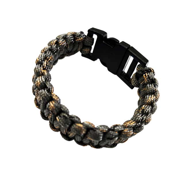 Bracelet de survie en paracorde tressée kaki avec boucle à clip Gravipack®