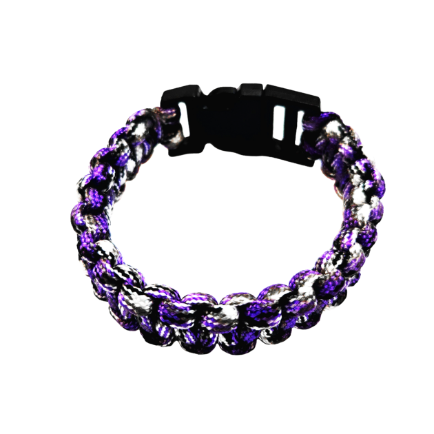 Bracelet de survie en paracorde tressée blanc violet lavande avec boucle à clip Paracord Gravipack