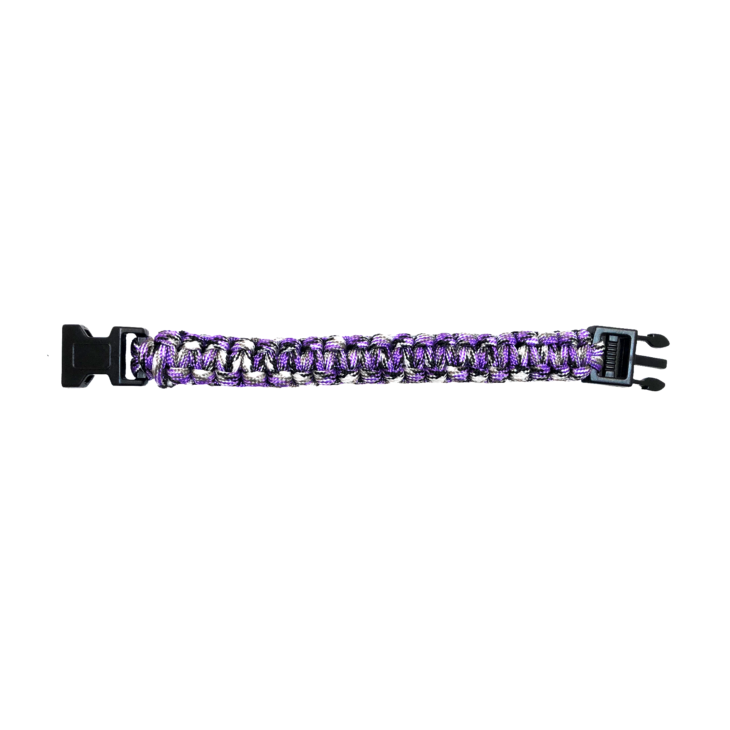 Bracelet de survie en paracorde tressée blanc et violet lavande avec boucle à clip