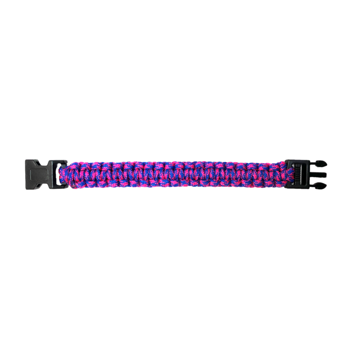 Bracelet de survie en paracorde tressée rose fuchsia et violet avec boucle à clip, pour décorer et sécuriser son sac à dos