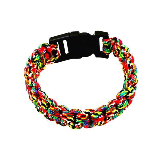 Bracelet de survie en paracorde tressée rouge vert avec boucle à clip Paracord Gravipack