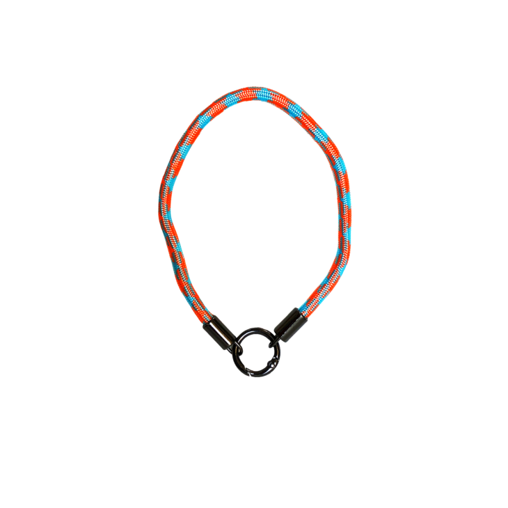 Dragonne en corde tressée avec anneau orange bleu ciel Loop