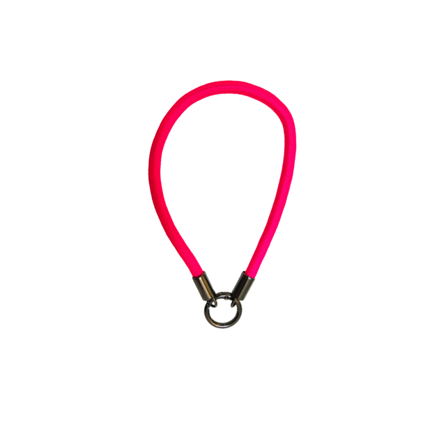 Dragonne en corde tressée rose fuchsia avec anneau rose Loop Gravipack
