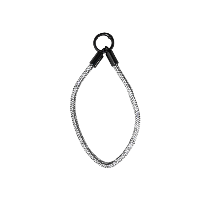 Dragonne en corde tressée argent avec anneau strass diamant Loop Gravipack
