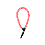 Dragonnes en corde Rope rouge et blanche à rayures avec mousqueton pivotant pour accrocher les accessoires au sac à dos exosquelette Gravipack.