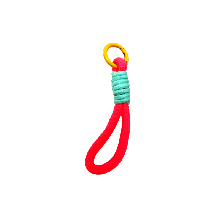 Porte-clés en corde nœud et anneau rond rose vert Candy Gravipack