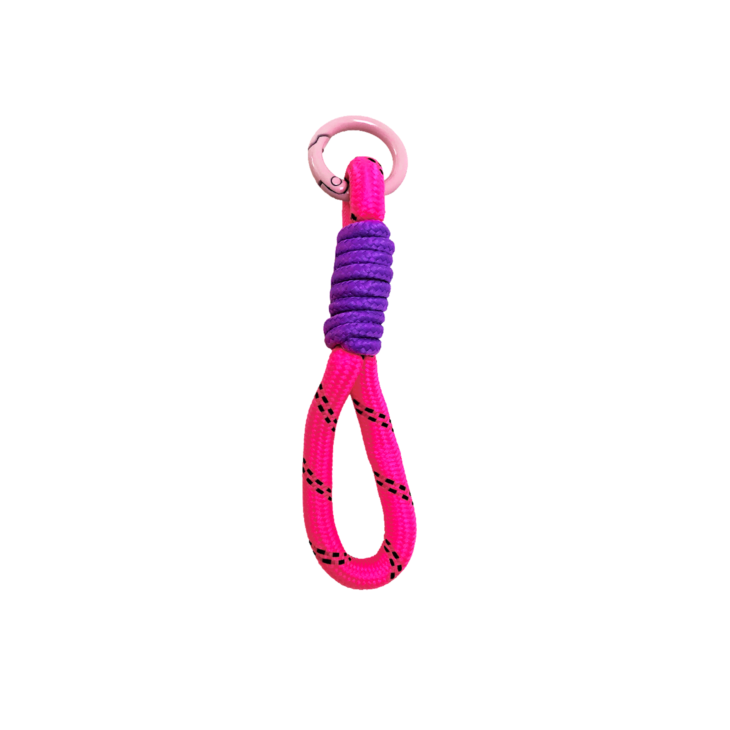 Porte-clés en corde nœud et anneau rond rose violet Candy Gravipack