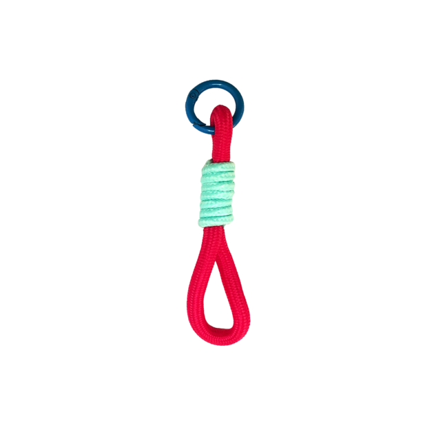 Porte-clés en corde avec nœud et anneau rond rouge vert Candy