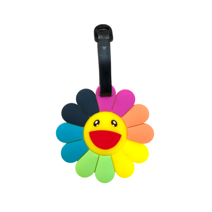 Porte-nom Gravipack fleur arc-en-ciel colorée et élégante pour valise et sac à dos