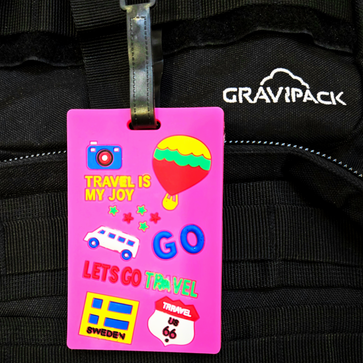 Porte-nom Gravipack « Let’s Go » pour valise, sac à dos et bagage cabine