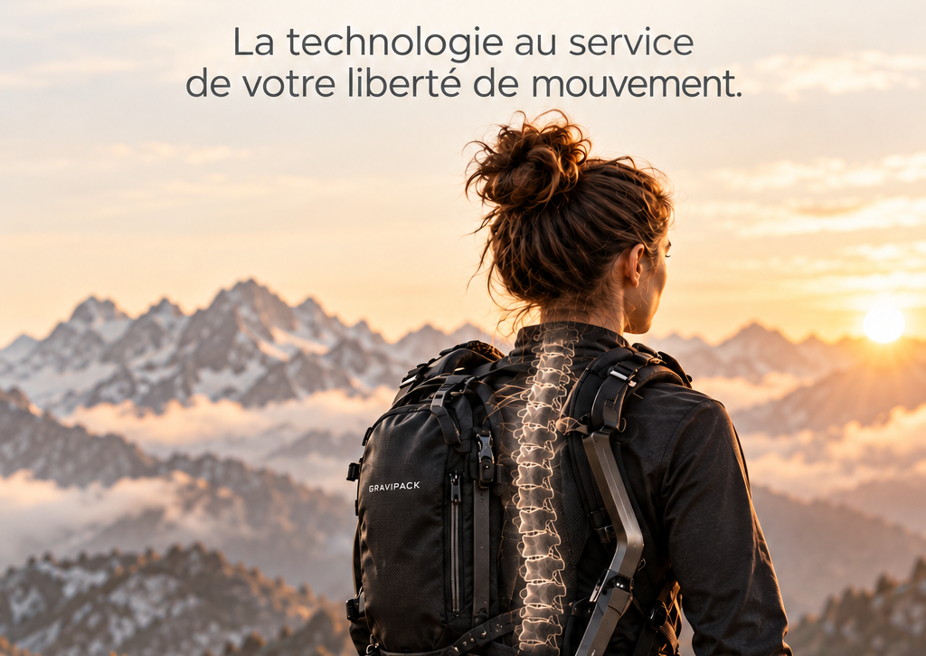 Sac Gravipack porté de dos dans une randonnée